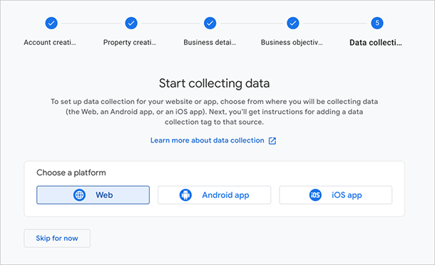 Collect data for a web platform in Google Analytics