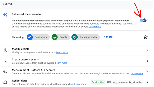 Enable Enhanced measurement in Google Analytics 4