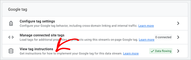 View tag instructions in GA4