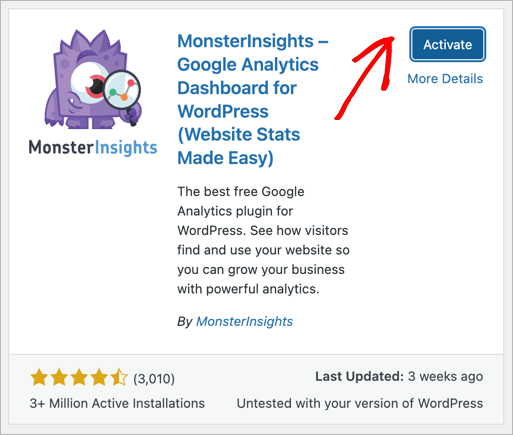 Activate MonsterInsights