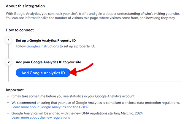 Add Google Analytics ID to Wix