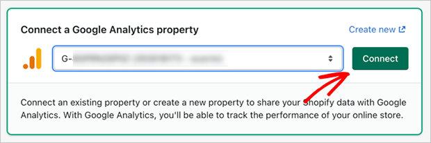 Connect Google Analytics property to Shopify