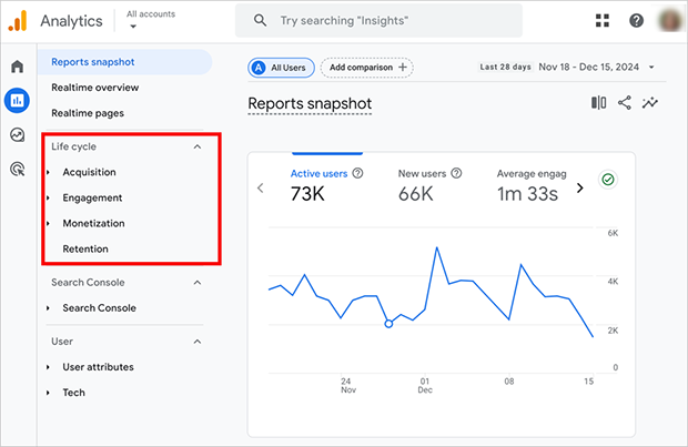 GA4 Reports Categories