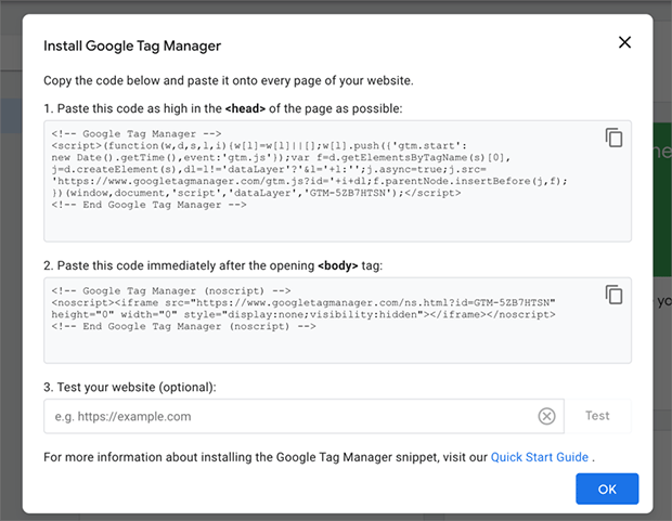 Google Tag Manager code