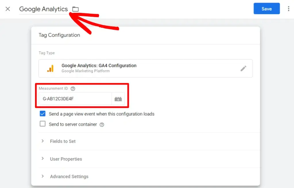 Google Analytics tag configuration