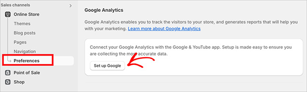 Set up Google in Shopify