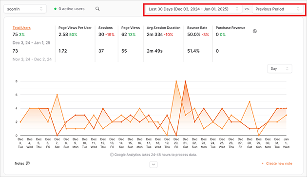 Comparing date ranges in OnePageGA