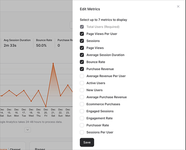 Creating custom reports in OnePageGA