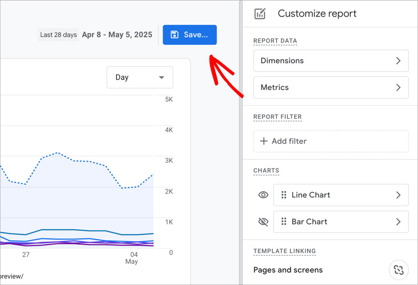save-customized-ga4-report - OnePageGA Save your customized GA4 report