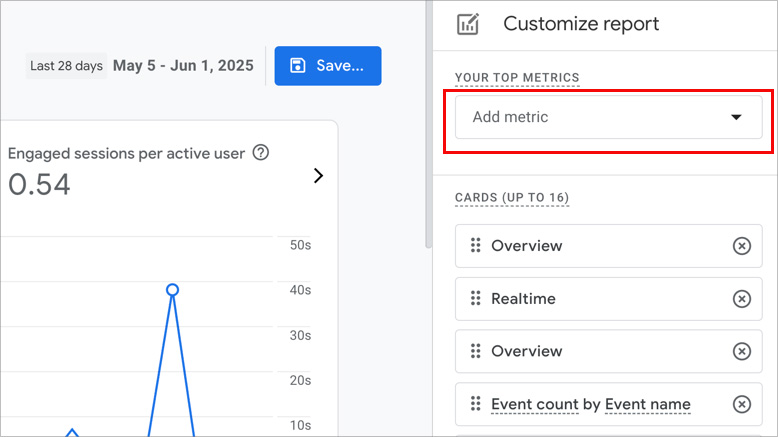 Adding a metric to custom GA4 report