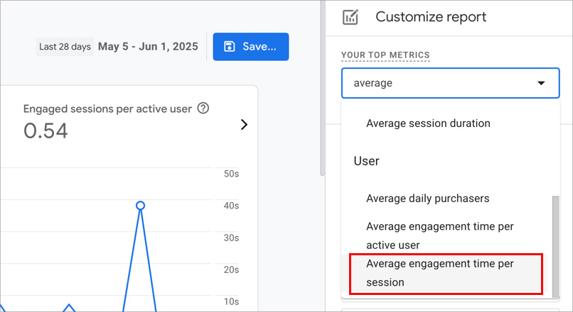 How to add Average engagement time per session in Google Analytics