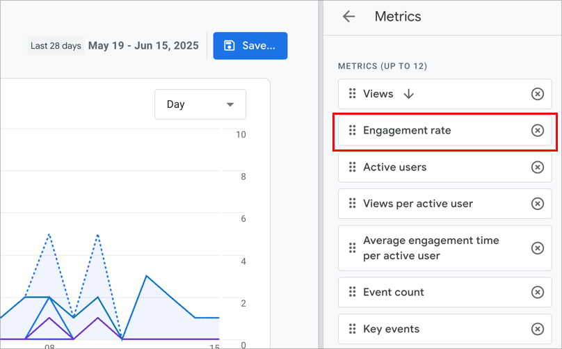 GA4 customize report to add engagement rate