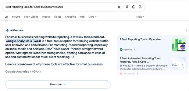 Google AI Overviews pulling content directly into search results