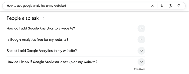 Google's People Also Ask box with suggested search questions