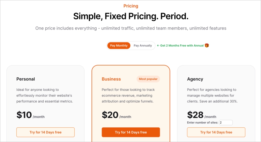 OnePageGA pricing plans