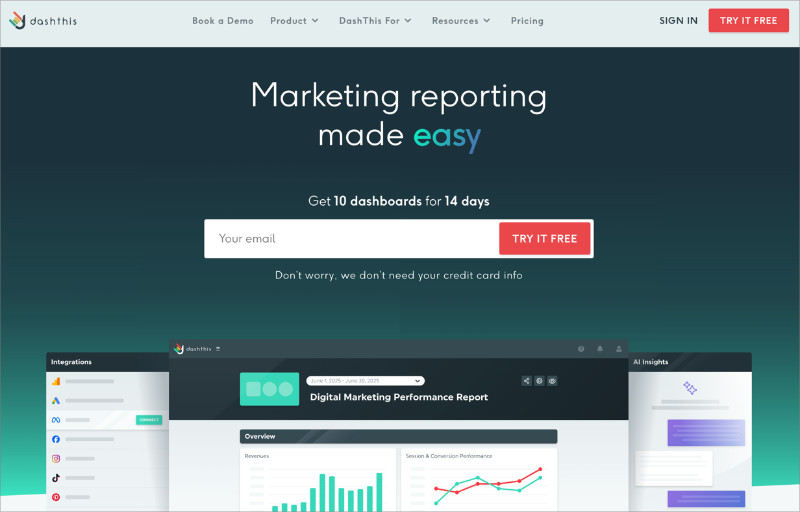 dashthis - OnePageGA DashThis Google Analytics reporting dashboard for client reports